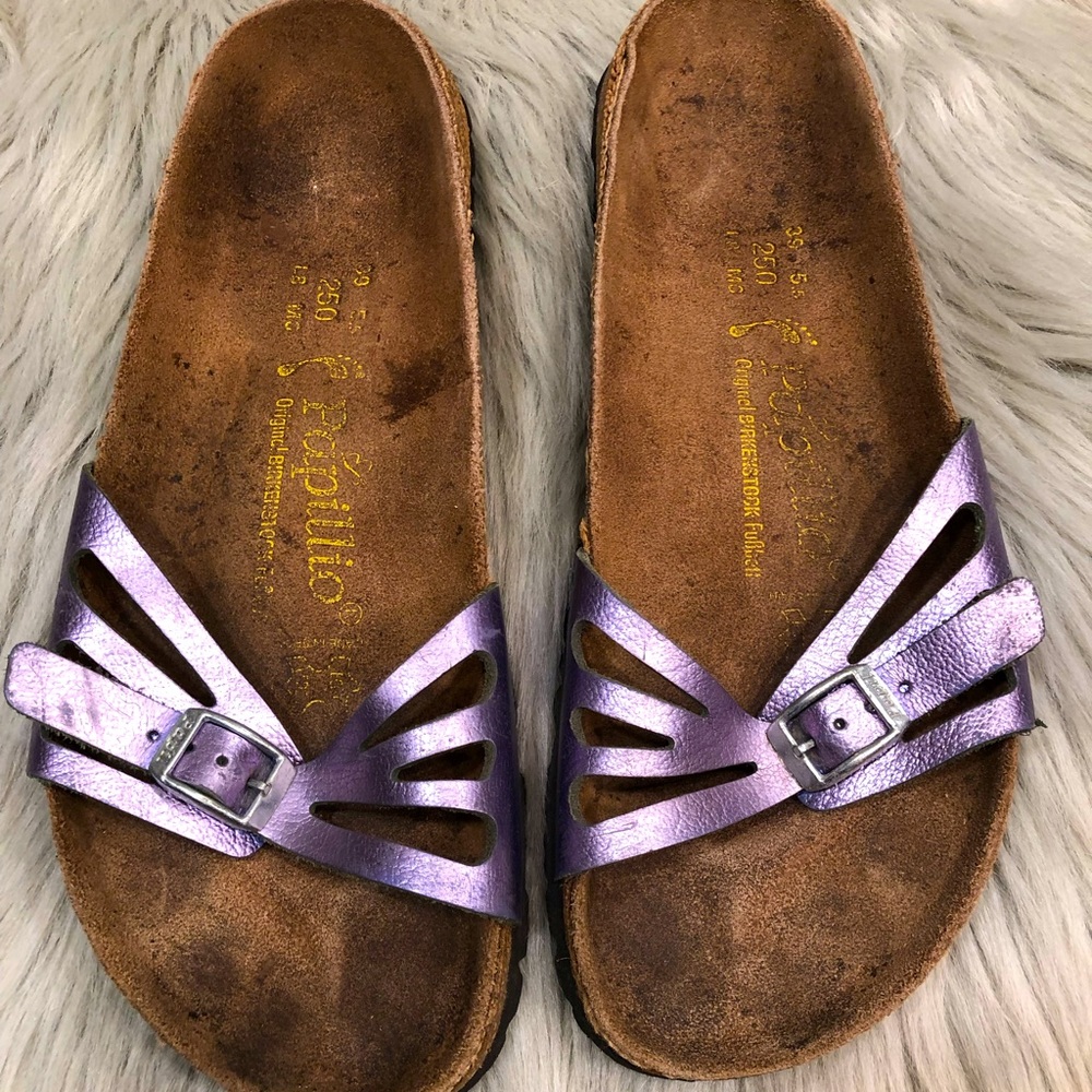 🔥👀🔥Birkenstocks Size 8 1/2 Papillio Style Metallic Lavender Straps